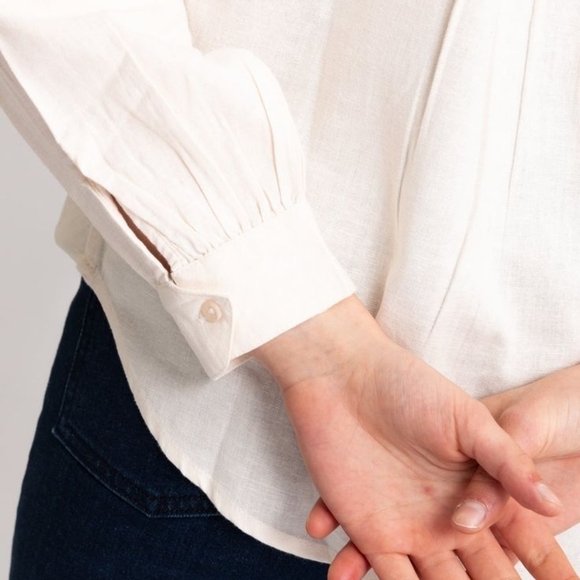 APIECE APART Willow Bib Organic Cotton Linen Blend Top Size Small Cream NWT - Picture 6 of 16